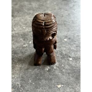 Vtg Wood Tiki Statue Hand Carved Philippines 4”